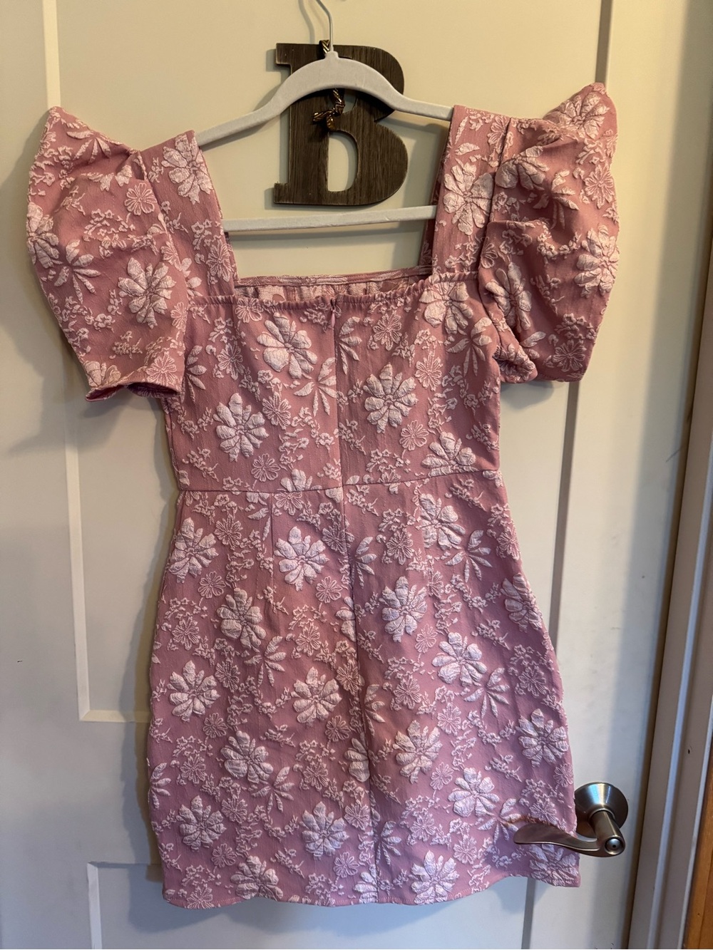 Pink Floral Puff Sleeve Mini Dress